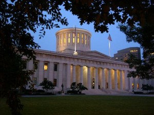 ohio statehouse in the evening