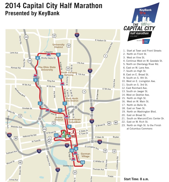 2014 Capital City Half Marathon Map - Columbus